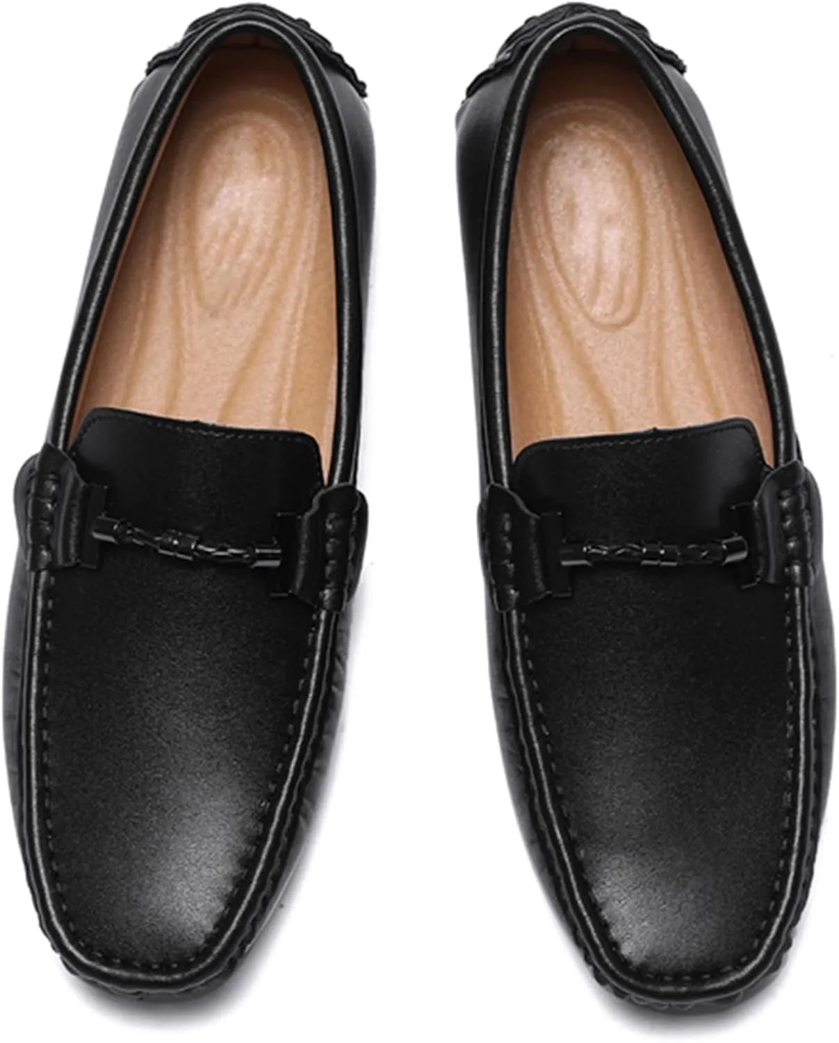 Minishion Boys Mens Loafers Moccasins Shoes with Buckle Casual Dress Flats YY008