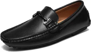 Minishion Boys Mens Loafers Moccasins Shoes with Buckle Casual Dress Flats YY008