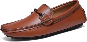 Minishion Boys Mens Loafers Moccasins Shoes with Buckle Casual Dress Flats YY008