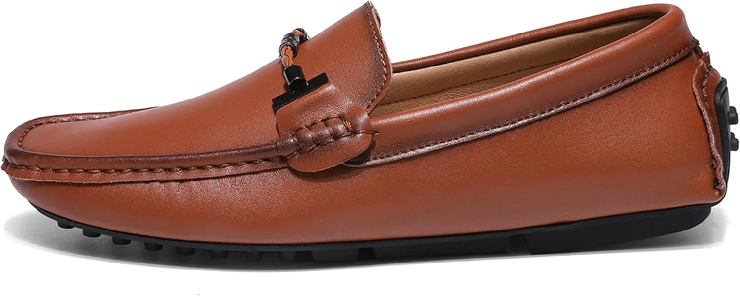 Minishion Boys Mens Loafers Moccasins Shoes with Buckle Casual Dress Flats YY008
