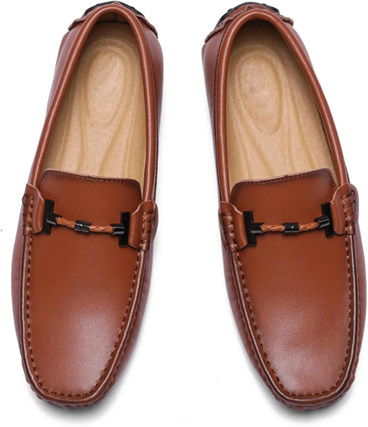 Minishion Boys Mens Loafers Moccasins Shoes with Buckle Casual Dress Flats YY008