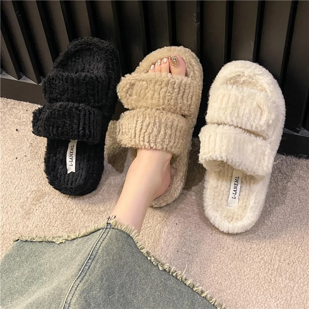 Molodo Slippers for Women Slippers with Velcro Women's Fuzzy Slippers Outdoor Slippers for Women Indoor Outdoor Open Toe Sandals