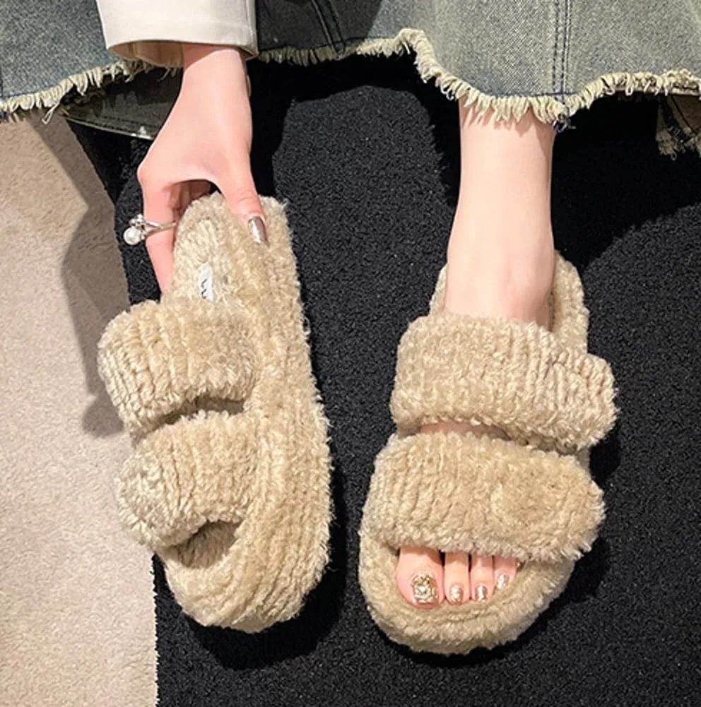 Molodo Slippers for Women Slippers with Velcro Women's Fuzzy Slippers Outdoor Slippers for Women Indoor Outdoor Open Toe Sandals