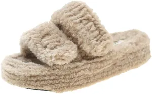 Molodo Slippers for Women Slippers with Velcro Women's Fuzzy Slippers Outdoor Slippers for Women Indoor Outdoor Open Toe Sandals