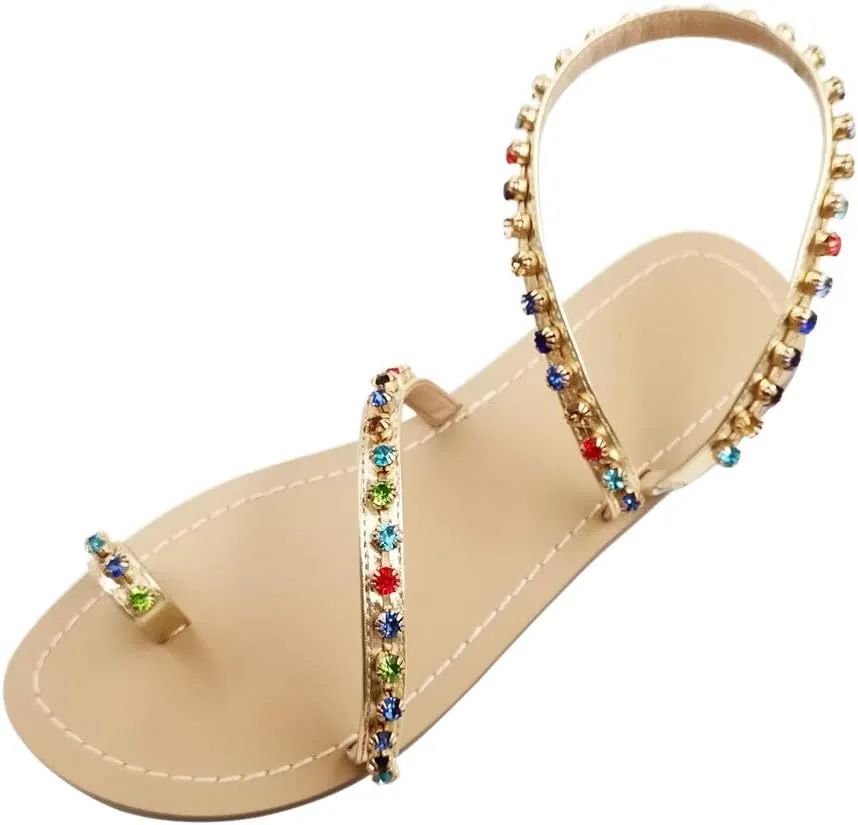 Monrovia Women's Gladiator Bohemia Flip Flops Summer Beach Flat Sandals