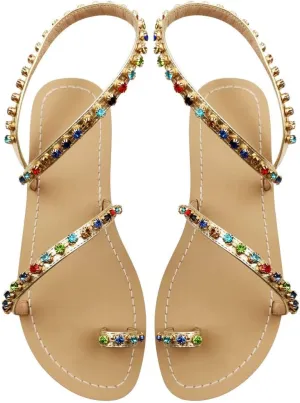 Monrovia Women's Gladiator Bohemia Flip Flops Summer Beach Flat Sandals