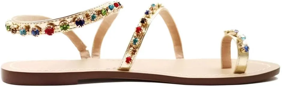 Monrovia Women's Gladiator Bohemia Flip Flops Summer Beach Flat Sandals