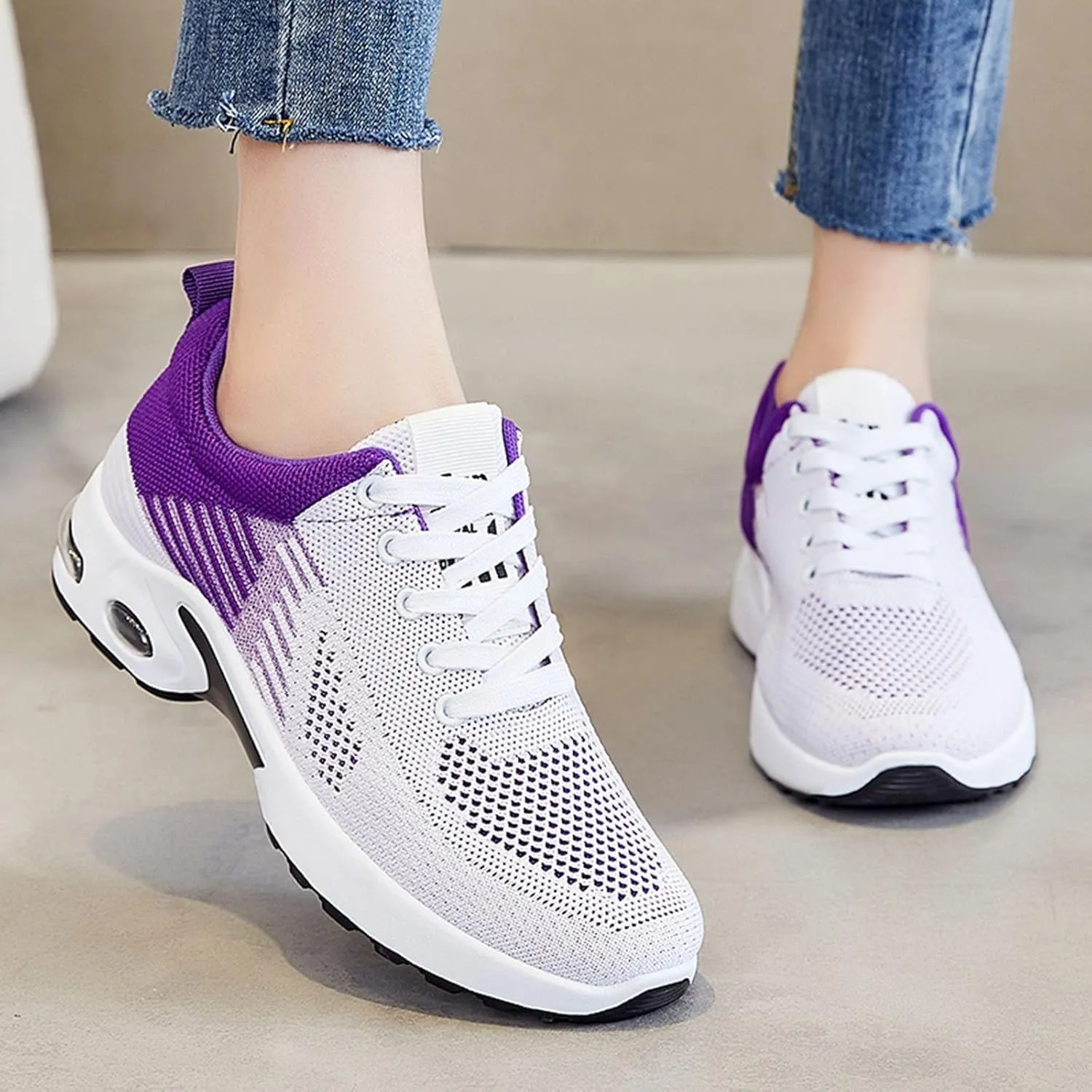 Musabela Orthopedic Shoes for Women Comfortwear Ortho Shoes for Women Plantar Fasciitis Walking Tennis Shoe Arch Support Air Cushion Running Shoe Mesh Breathable Gym Work Fashion Stretch Sneakers