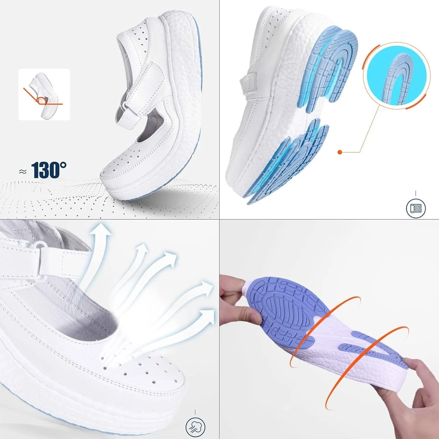 Nurse Shoes for Women,Comfortable Slip Resistant Orthopedic Healthcare Nursing Shoes,Breathable Mesh Mary Jane Sneakers,for Hospital Garden Kitchen
