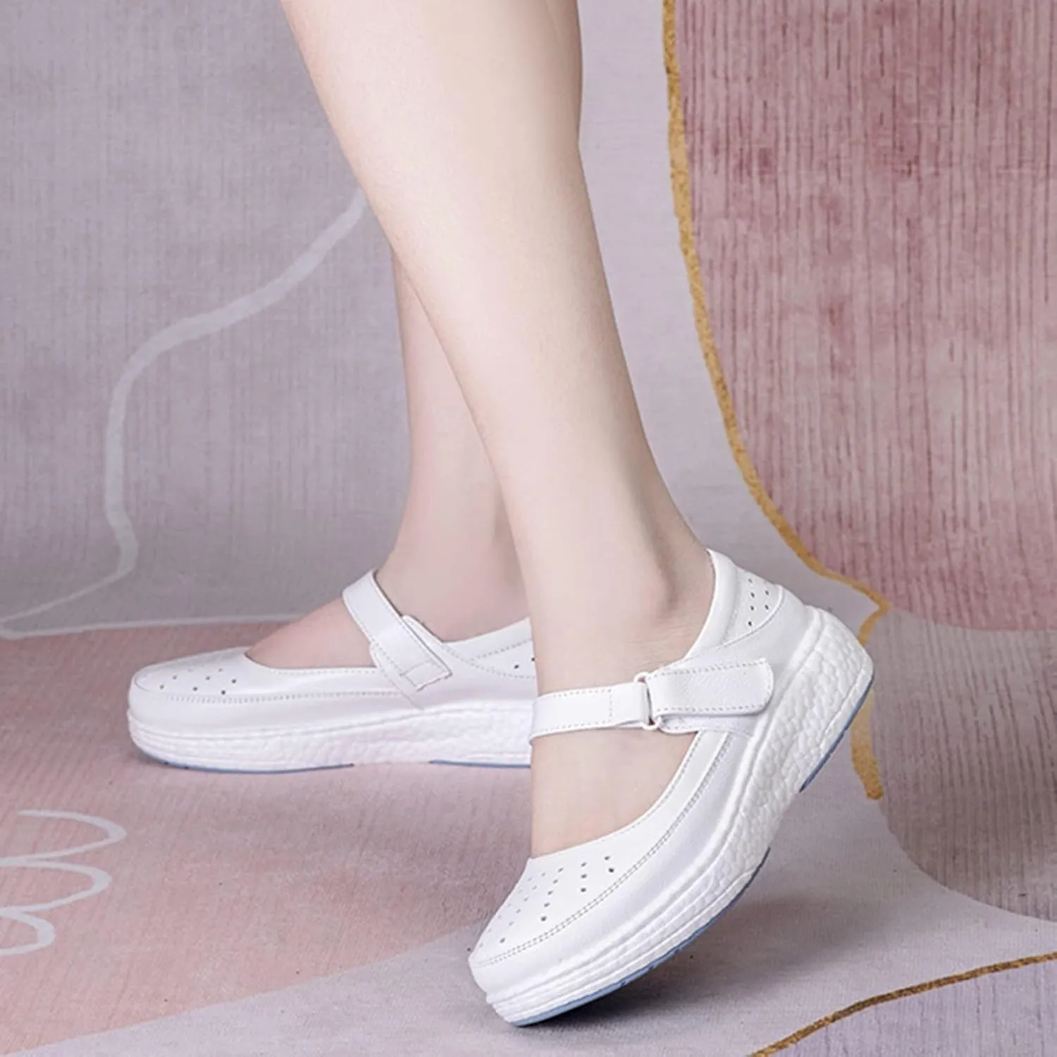 Nurse Shoes for Women,Comfortable Slip Resistant Orthopedic Healthcare Nursing Shoes,Breathable Mesh Mary Jane Sneakers,for Hospital Garden Kitchen