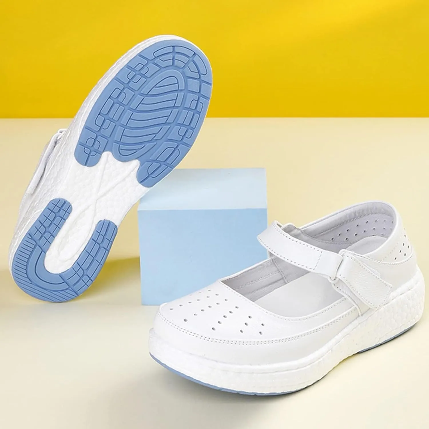 Nurse Shoes for Women,Comfortable Slip Resistant Orthopedic Healthcare Nursing Shoes,Breathable Mesh Mary Jane Sneakers,for Hospital Garden Kitchen
