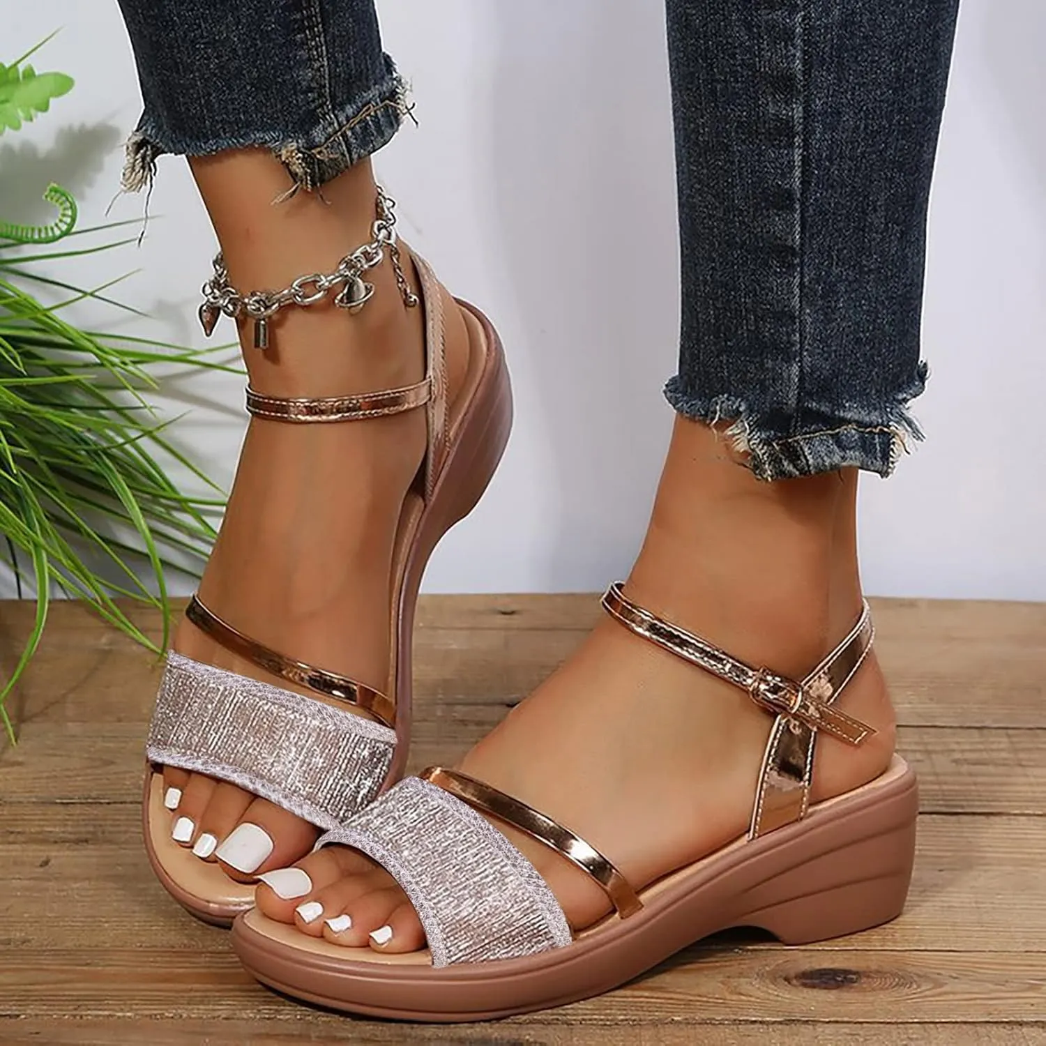 Omen's Summer New European Foreign Trade Wshoes With Sloping Heel And Fish Mouth Sandals Flip Flop Shoe