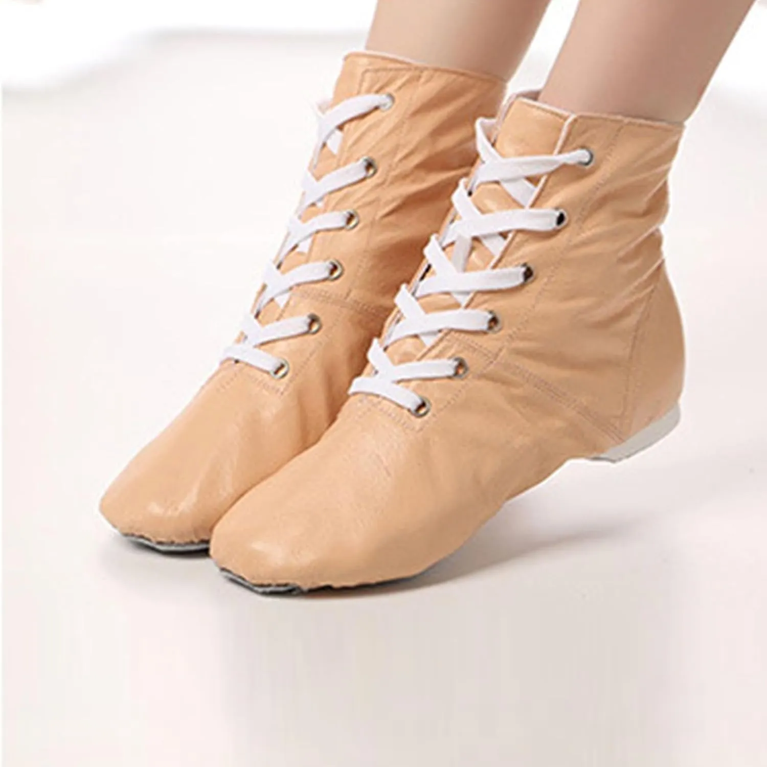 ONAIC Womens Ballroom Dance Shoes Jazz Boot Shoes Closed Toe Lace-Up Modern Salsa Shoes Platform Shoes