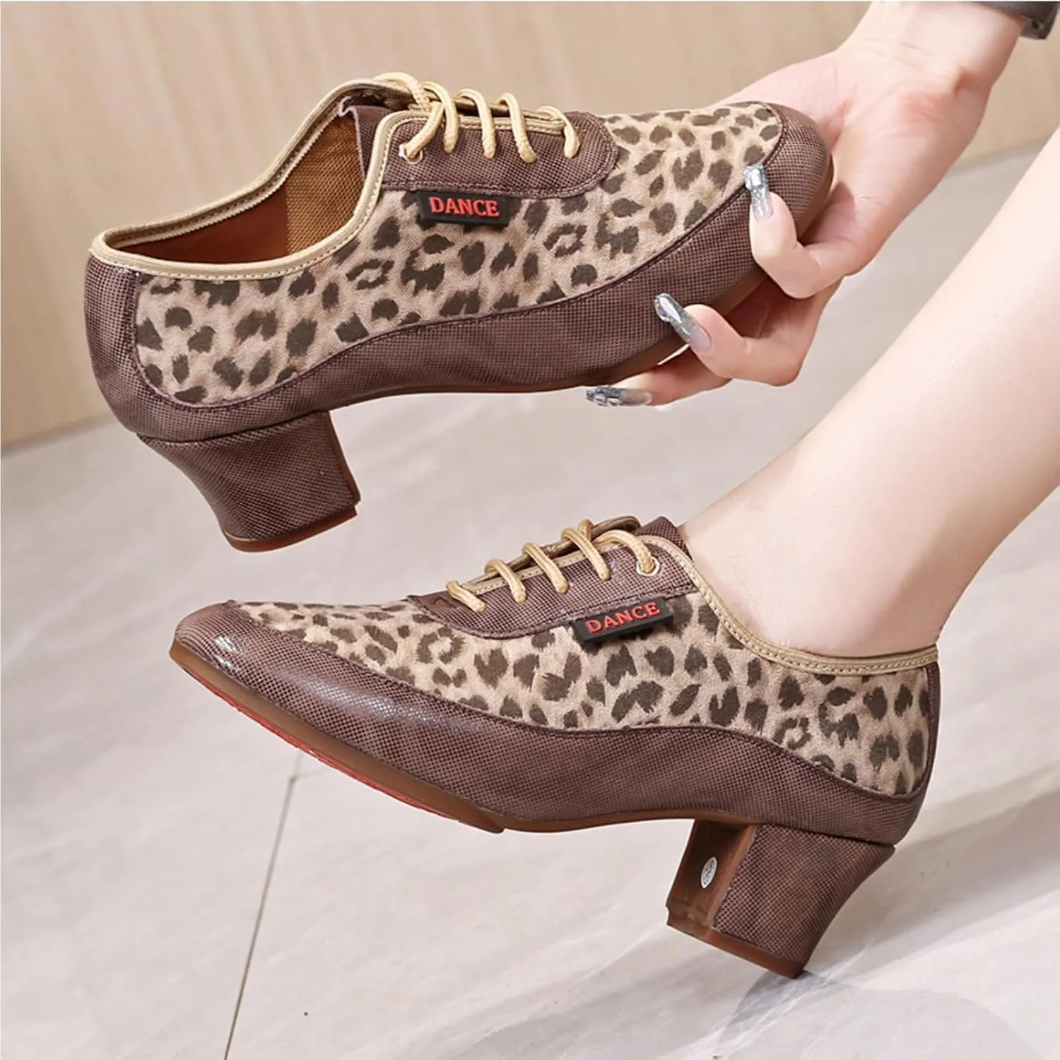 ONAIC Women's Ballroom Latin Dance Shoes Tango Morden Shoes Professional Performance Dance Shoes 5Cm Heel