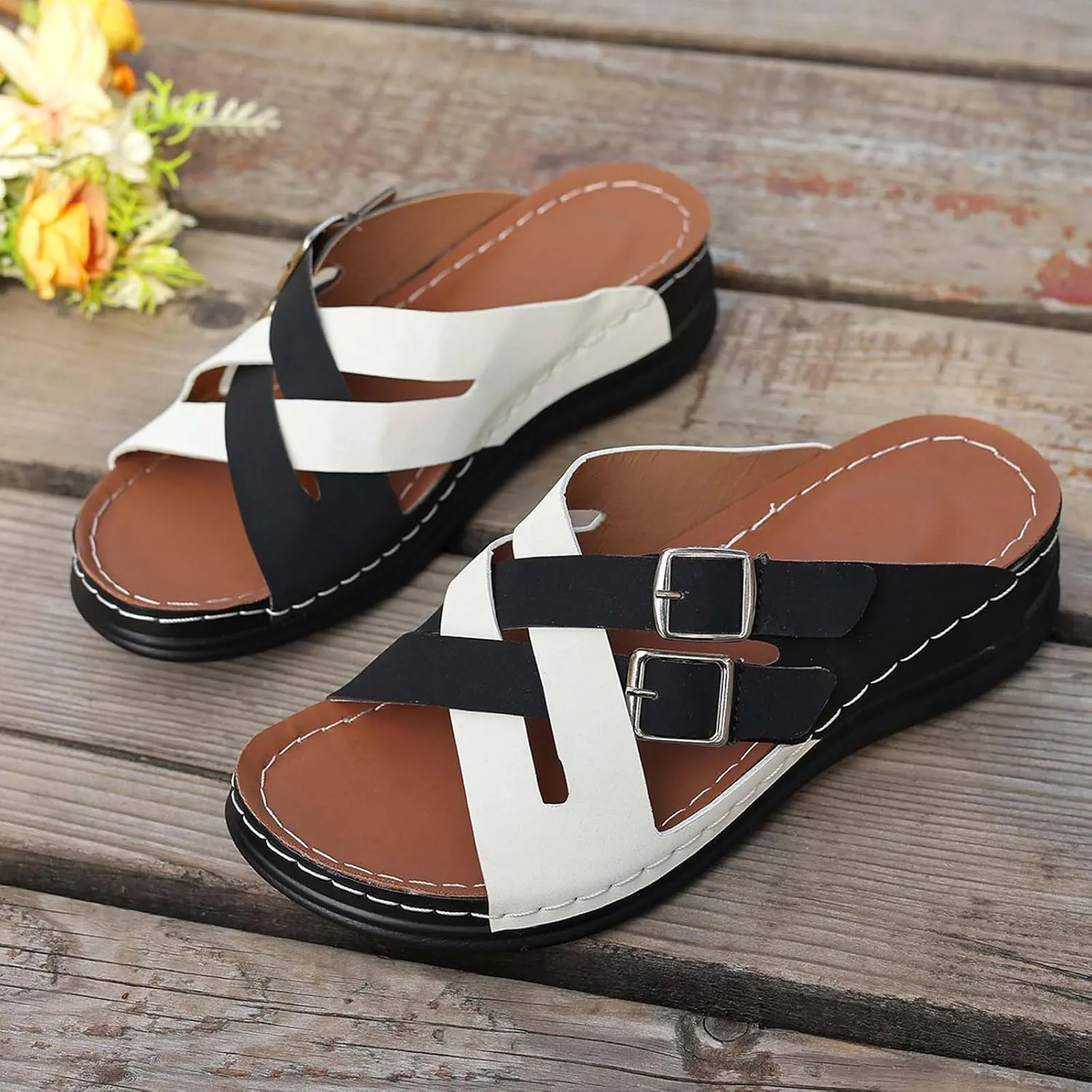Open Toe Wedges For Women Summer Holiday Platform Sandals Dressy Women'S Dress Shoes Cute Slide On Slippers