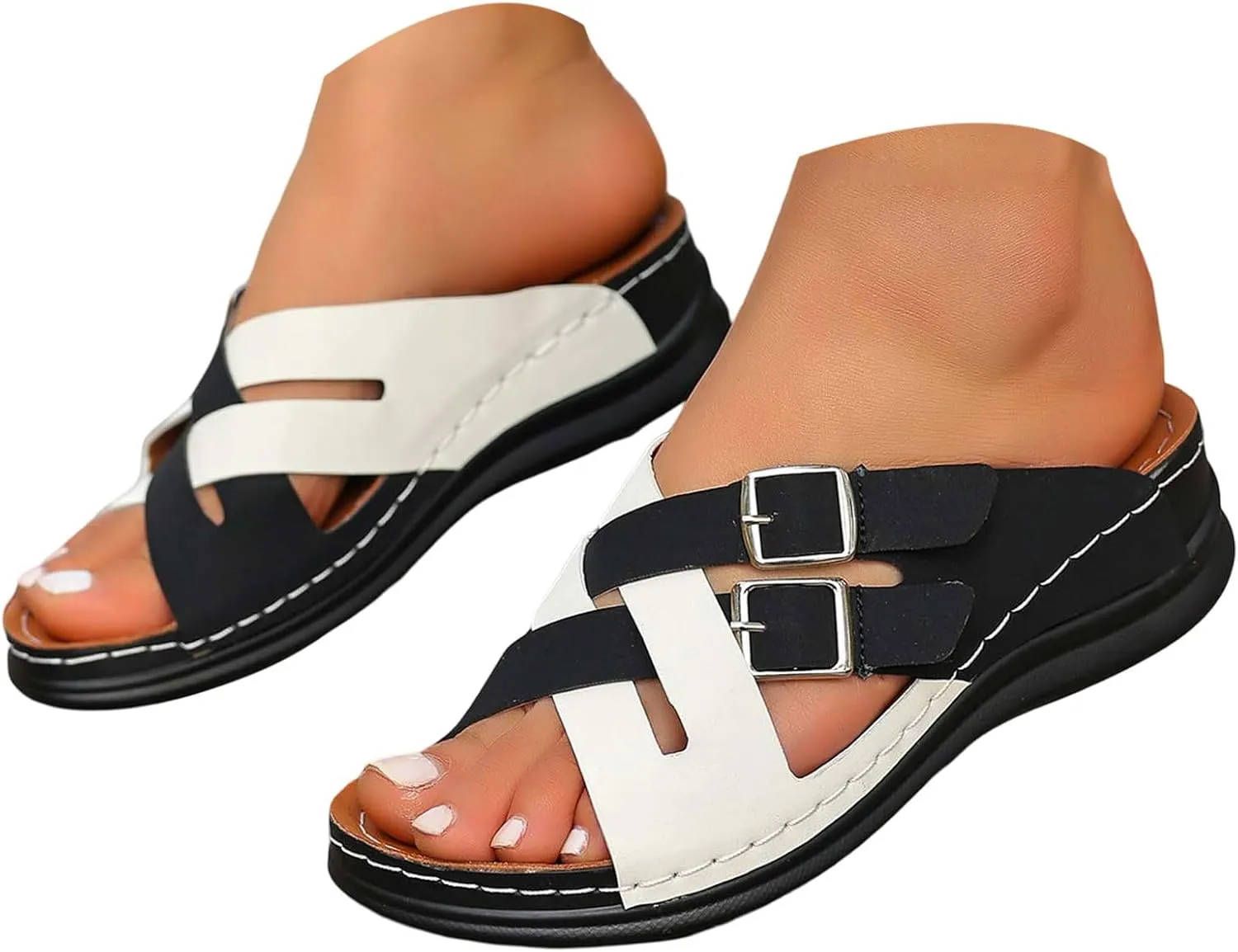 Open Toe Wedges For Women Summer Holiday Platform Sandals Dressy Women'S Dress Shoes Cute Slide On Slippers
