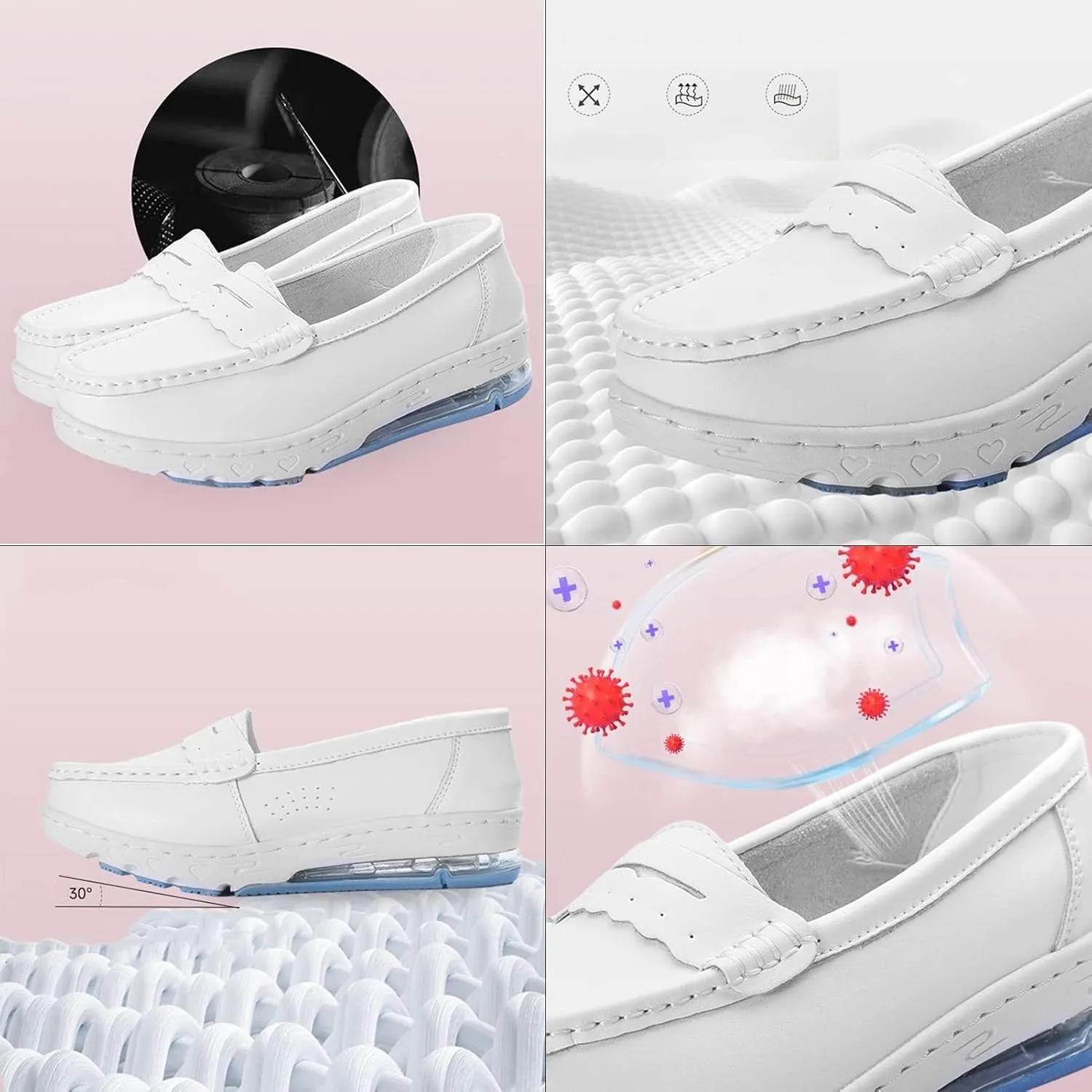 Orthopedic Nursing Shoes for Women with Arch Support,Comfortable Oil and Slip-Resistant Work Chef Shoes for Women Food Service,Lightweight Women's Healthcare Nurse Shoes