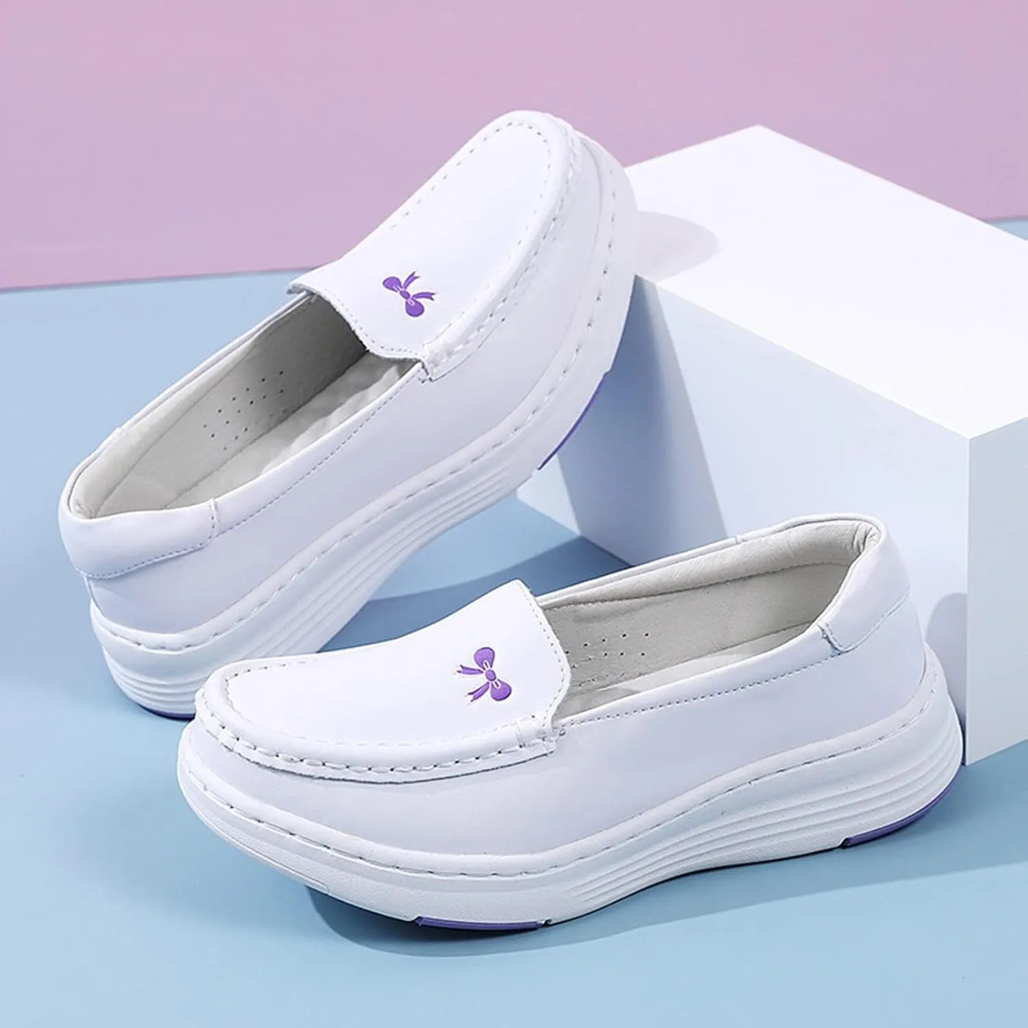 Orthopedic Nursing Shoes,Comfortable Oil and Slip-Resistant Loafers Nurse Shoes for Women,Lightweight Breathable Food Service Chef Shoes,with Arch Support