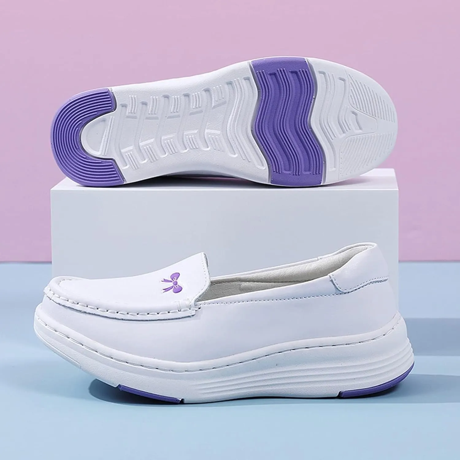 Orthopedic Nursing Shoes,Comfortable Oil and Slip-Resistant Loafers Nurse Shoes for Women,Lightweight Breathable Food Service Chef Shoes,with Arch Support