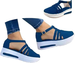 Orthopedic Platform Wedge Sandals for Women, Women Dressy Summer Open Toe Sandals Ankle Strap Slip On Shoes Casual Hollow Out Sandal 2025 Summer Shoes