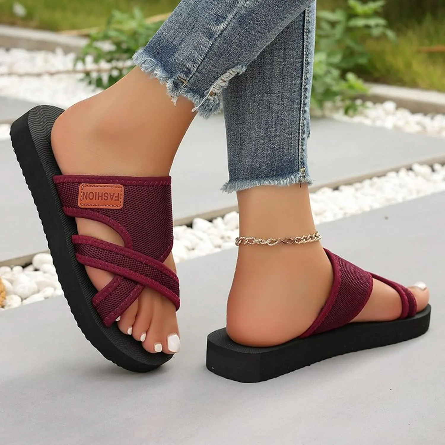 Orthopedic Sandals for Women 2025,Breathable Mesh Slide Sandals Lightweight Arch Support Comfy Hollow Mesh Walking Slide Sandal