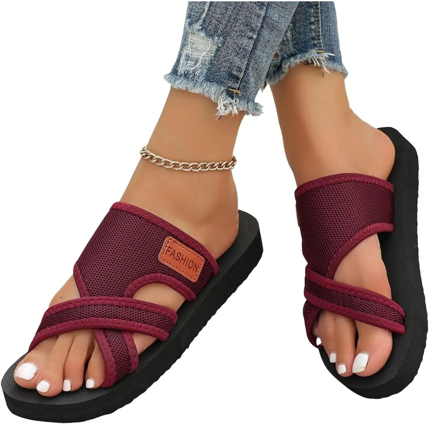 Orthopedic Sandals for Women 2025,Breathable Mesh Slide Sandals Lightweight Arch Support Comfy Hollow Mesh Walking Slide Sandal