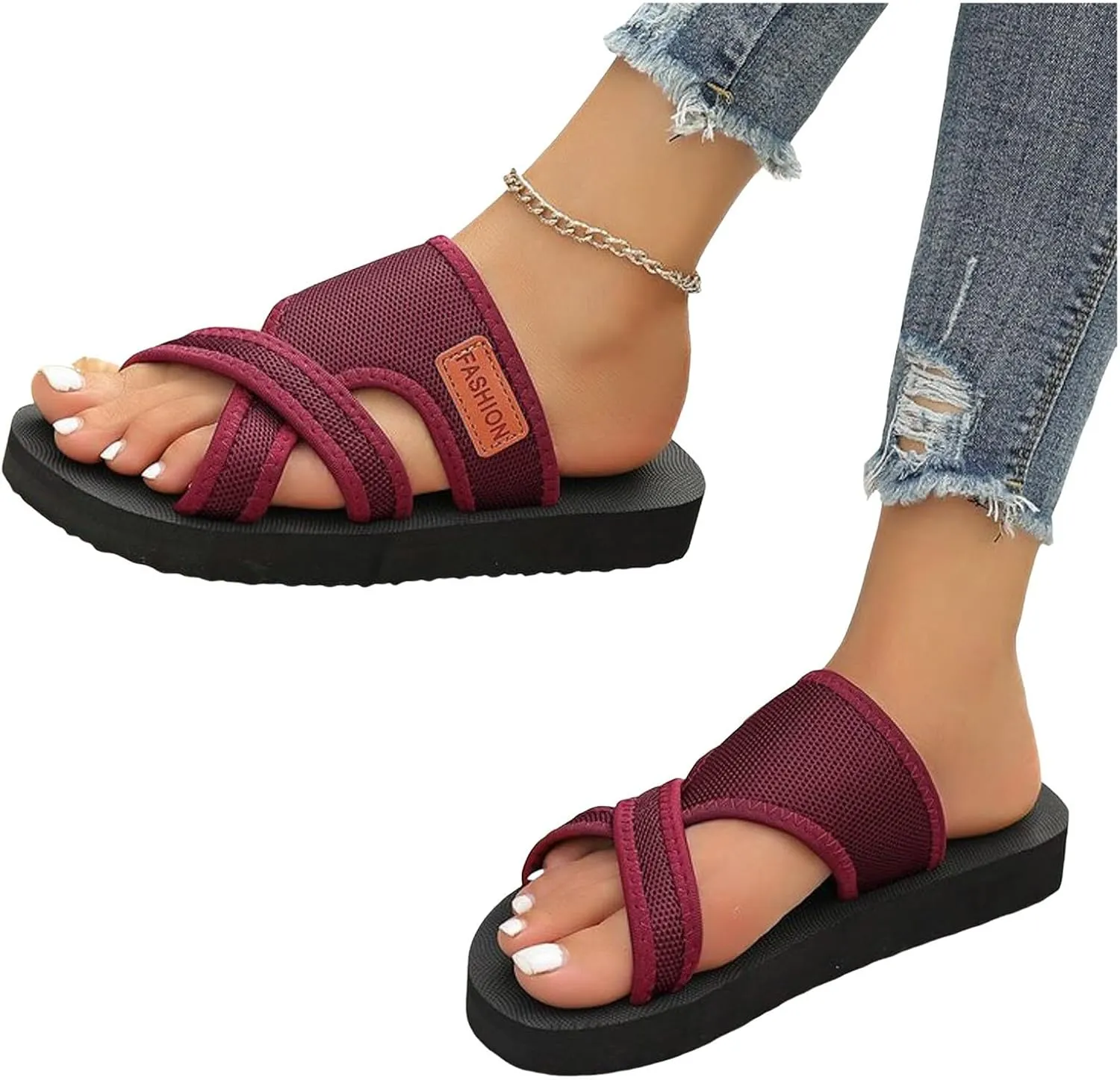 Orthopedic Sandals for Women 2025,Breathable Mesh Slide Sandals Lightweight Arch Support Comfy Hollow Mesh Walking Slide Sandal