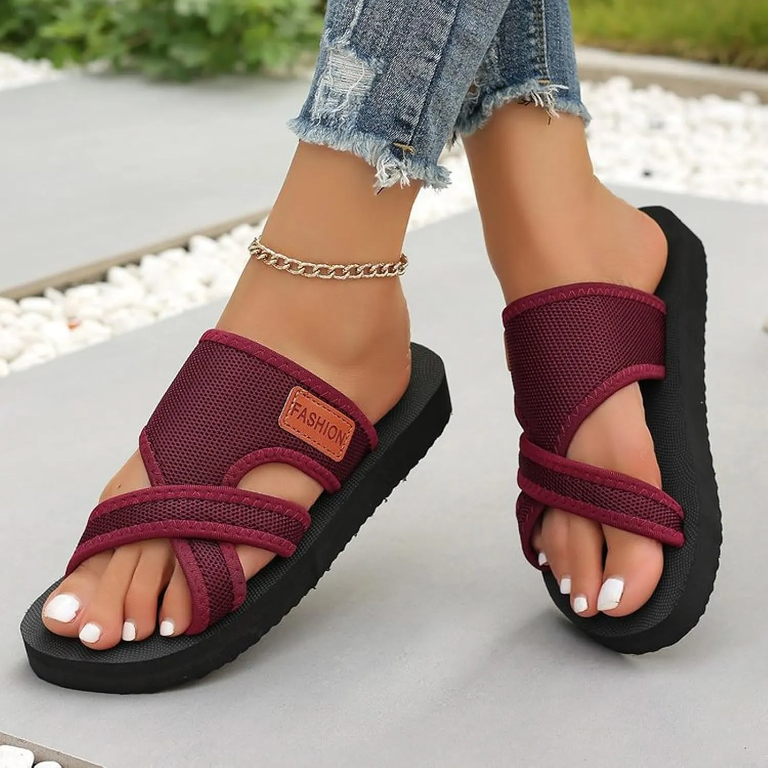 Orthopedic Sandals for Women 2025,Breathable Mesh Slide Sandals Lightweight Arch Support Comfy Hollow Mesh Walking Slide Sandal