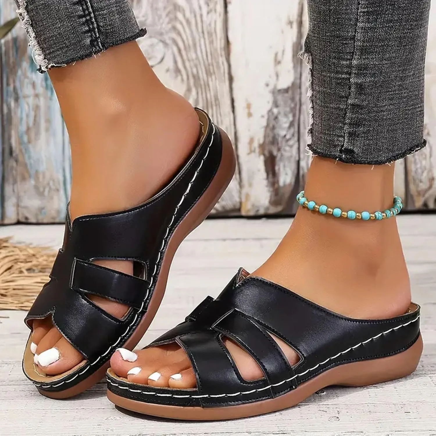 Orthopedic Sandals for Women Arch Support Walking Sandals Dressy Summer Comfortable Sandals Cute Low Wedge Sandals