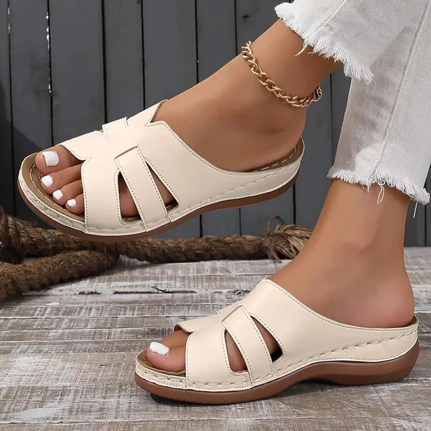 Orthopedic Sandals for Women Arch Support Walking Sandals Dressy Summer Comfortable Sandals Cute Low Wedge Sandals