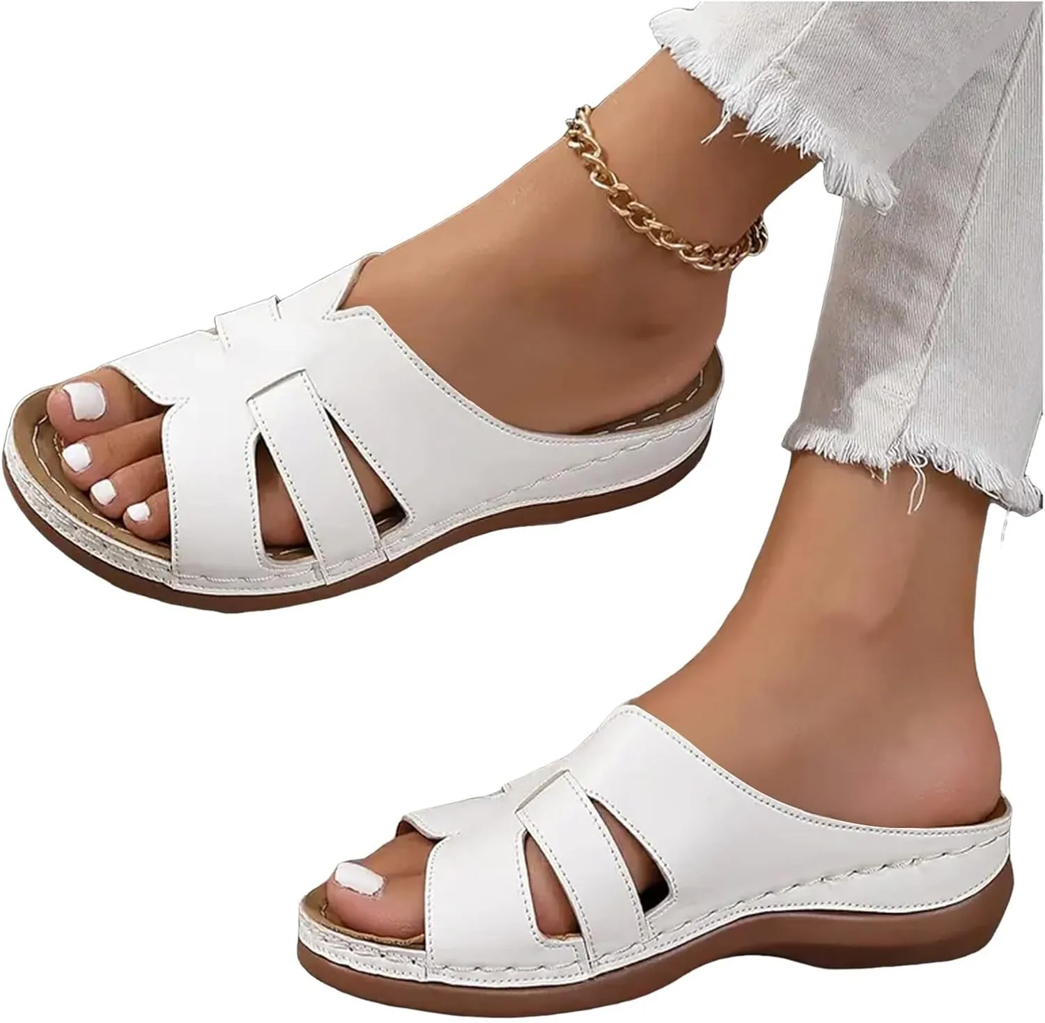 Orthopedic Sandals for Women Arch Support Walking Sandals Dressy Summer Comfortable Sandals Cute Low Wedge Sandals