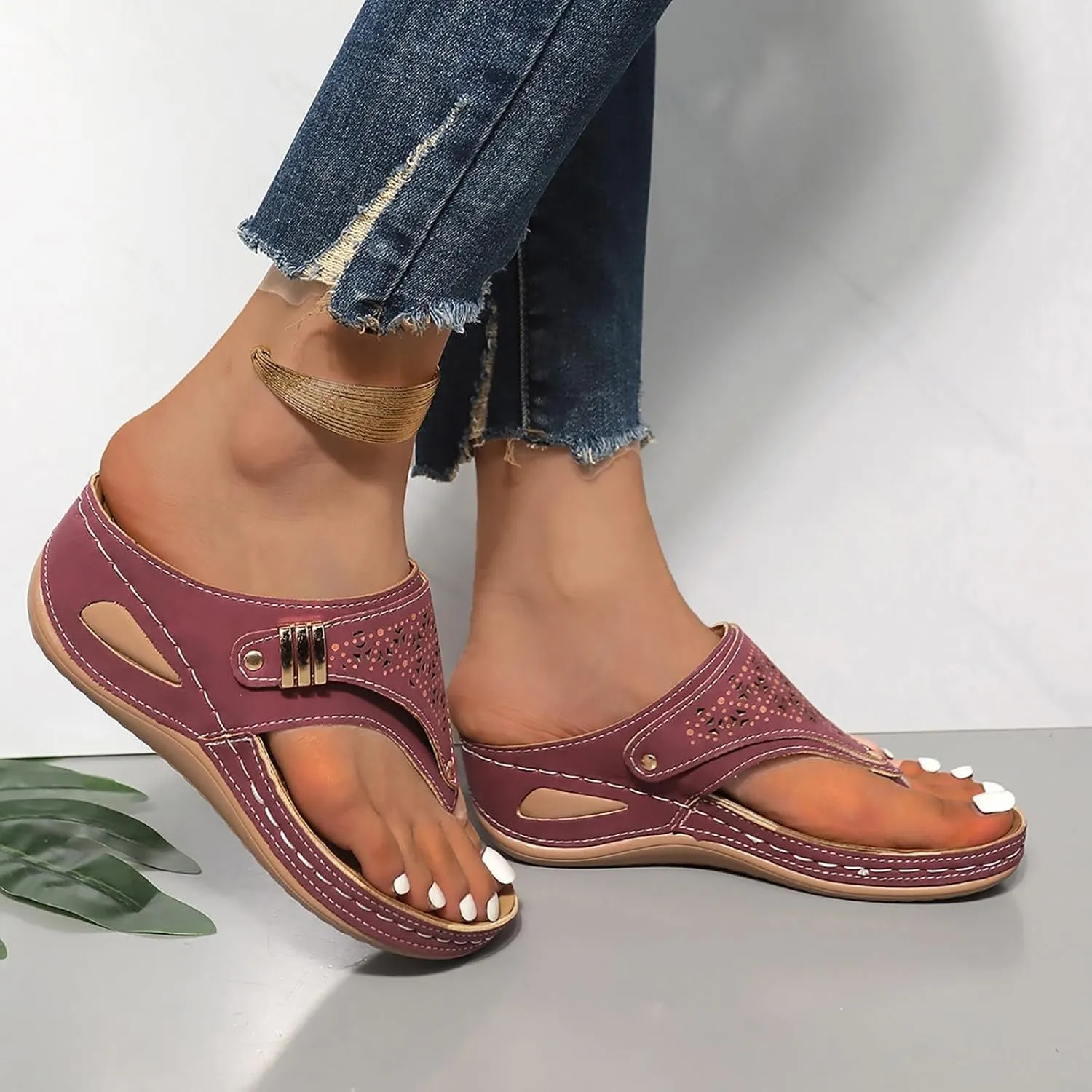 Orthopedic Sandals for Women - Arch Support Wedge Flip Flops, 2025 Summer Comfortable Dressy Casual Beach Sandal Slippers