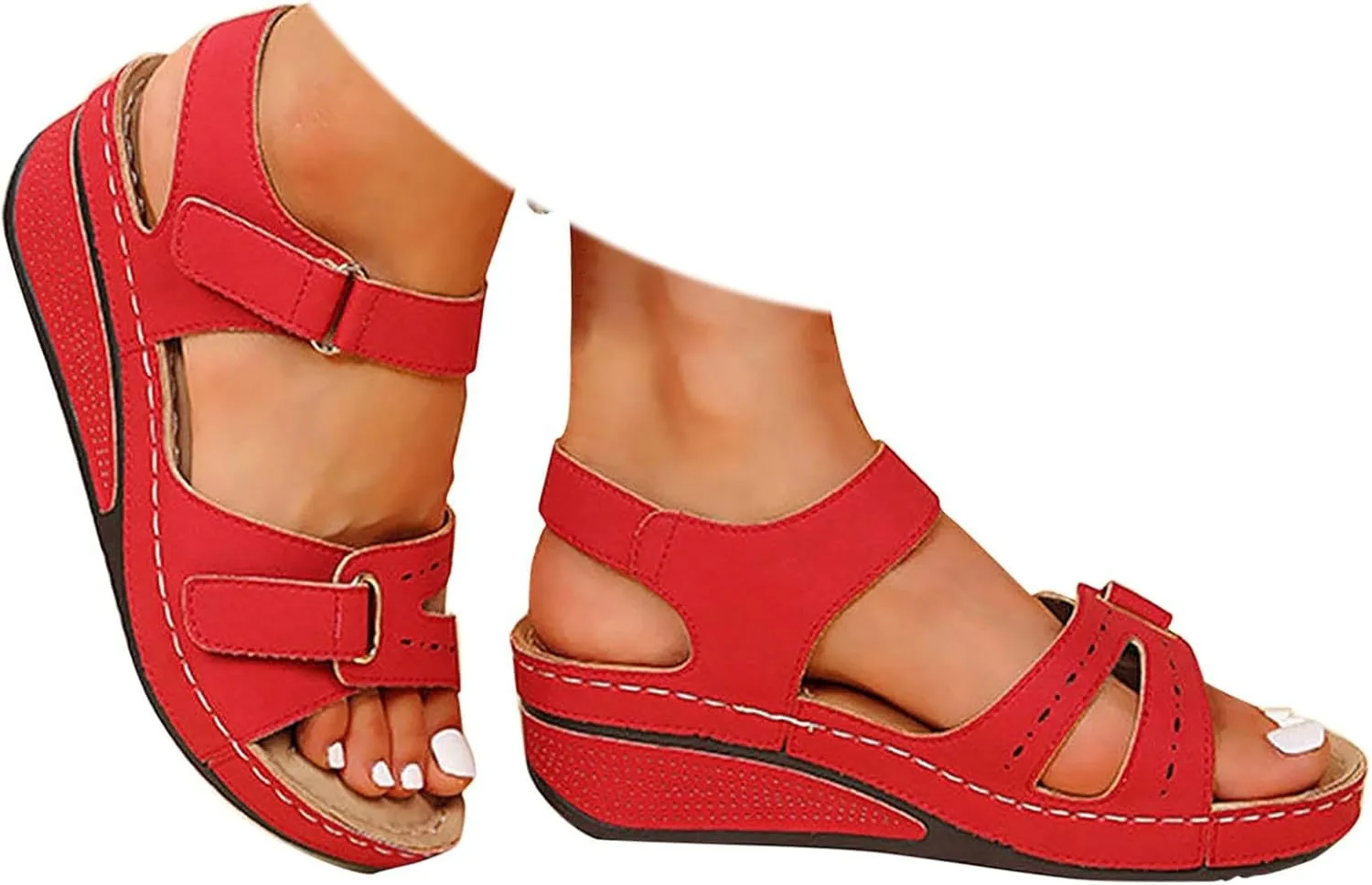 Orthopedic Sandals for Women Arch Support, Women Dressy Summer Comfortable Strappy Sandals Ankle Strap Slip On Sandal Wide Width Best Walking Sandal for Travel 2025 Summer Flat Shoes