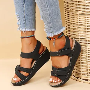 Orthopedic Sandals for Women Arch Support, Women Dressy Summer Comfortable Strappy Sandals Ankle Strap Slip On Sandal Wide Width Flat Shoes Best Walking Sandal for Travel 2025 Summer Shoes