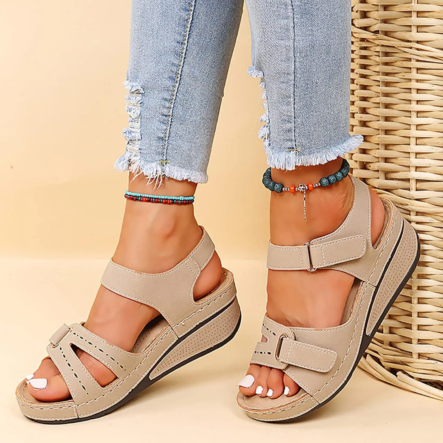 Orthopedic Sandals for Women Dressy Comfortable Walking Sandals with Arch Support Summer Sandals Casual Wedge Sandals