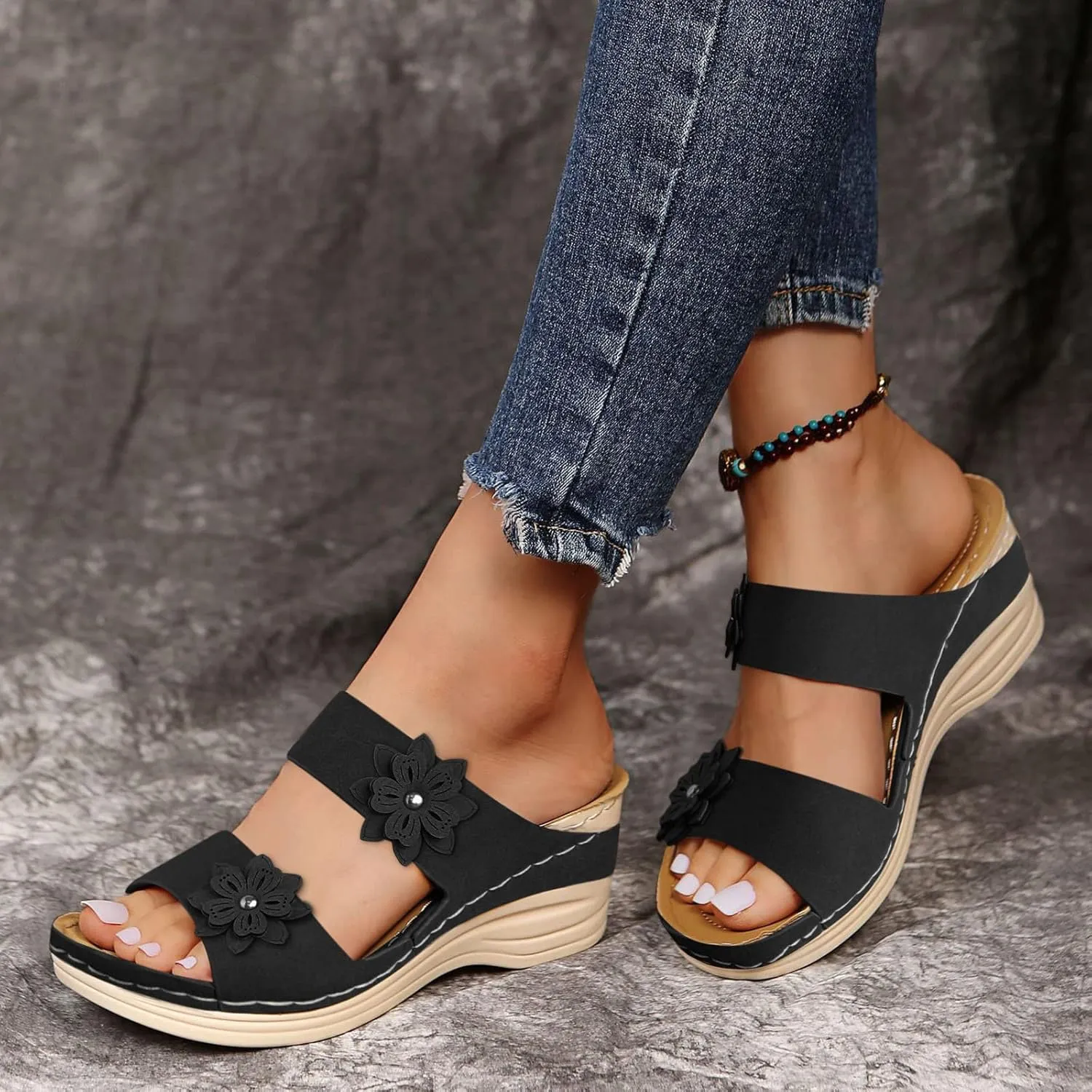 Orthopedic Sandals for Women Platform Wedge Sandals Anti-Slip Slippers Wide Width Sandals Comfortable Summer Shoes