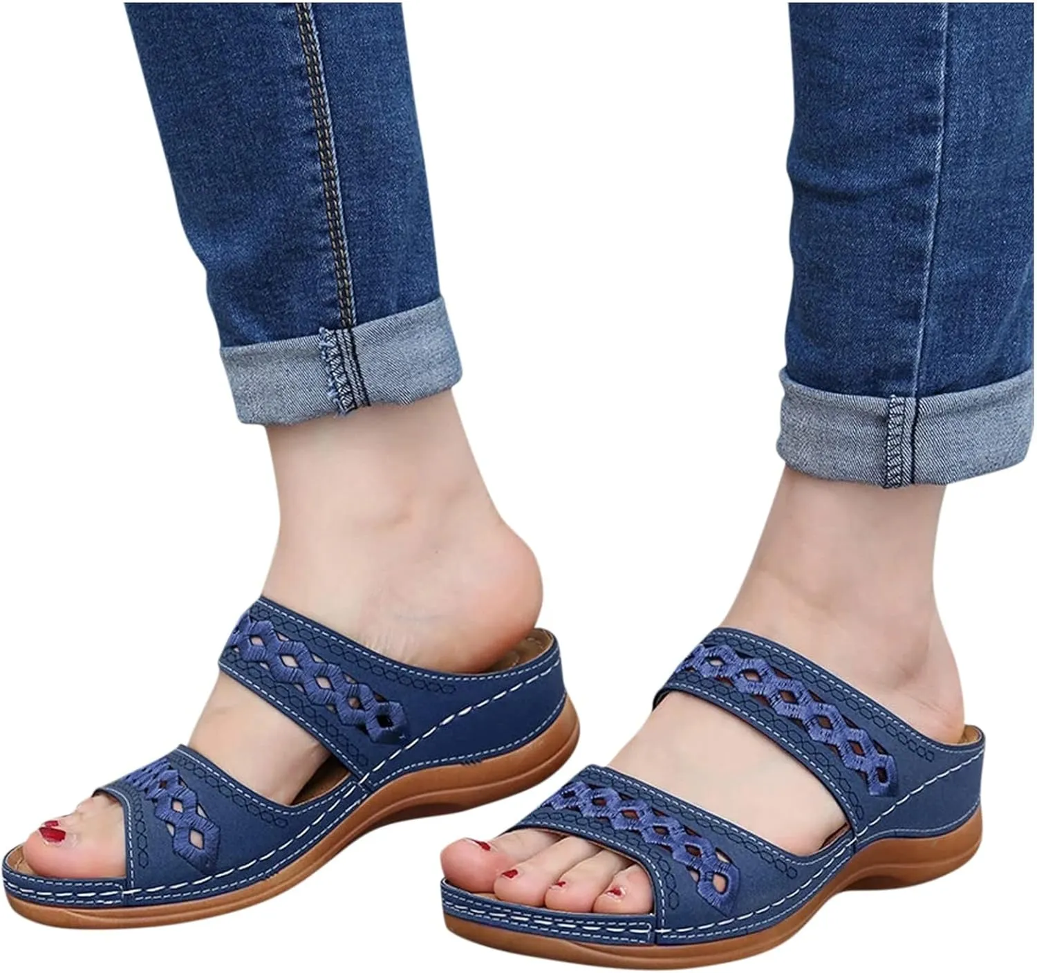 Orthopedic Sandals for Women with Arch Support Fashion Breathable Hollow Sandals Anti Slip Summer Flats Shoes