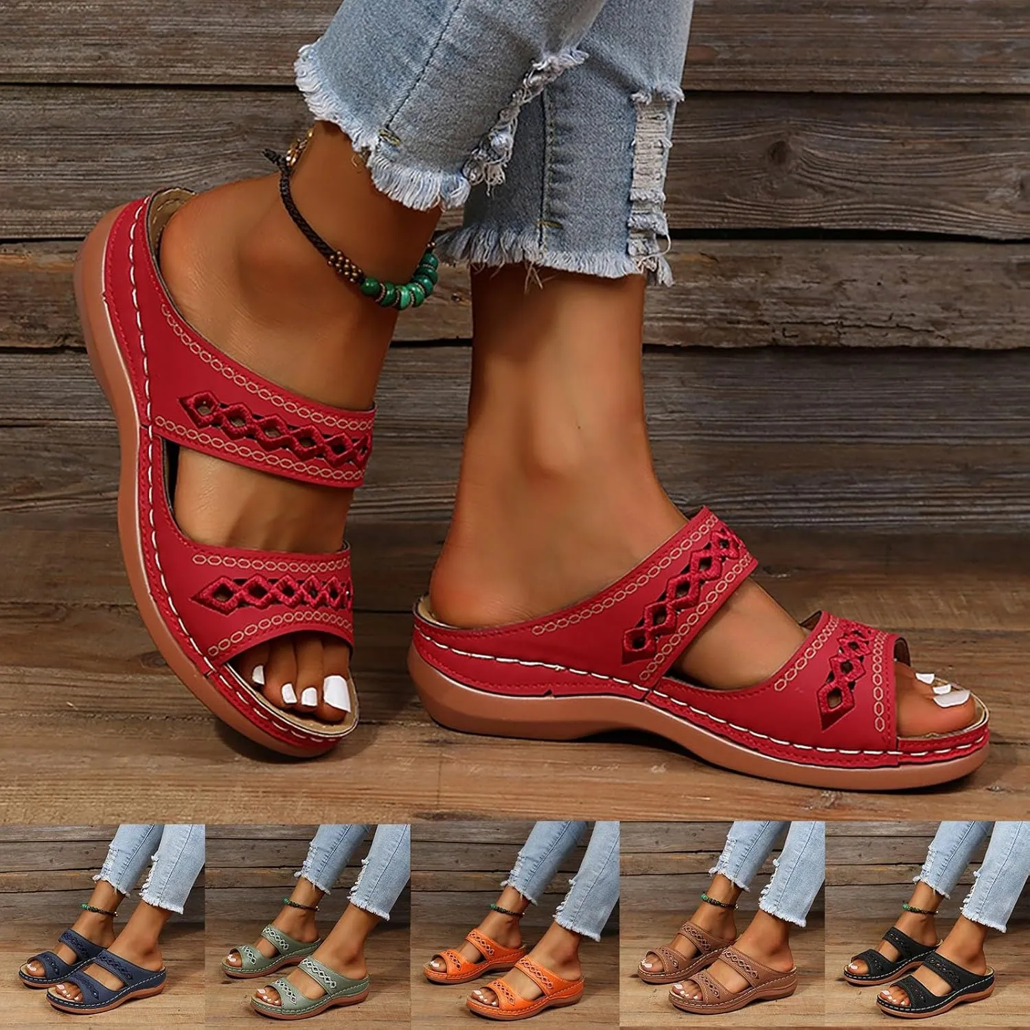 Orthopedic Sandals for Women, Women Summer Comfortable Sandals Arch Support Wedge Sandal 2025 Flip Flops Sandal Wide Width Dress Shoes