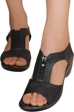 Orthopedic Sandals for Women,Women Arch Support Walking Wide Width Sandals for Womens Non Slip Breathable Sandal Summer Flat Sandal with Zipper