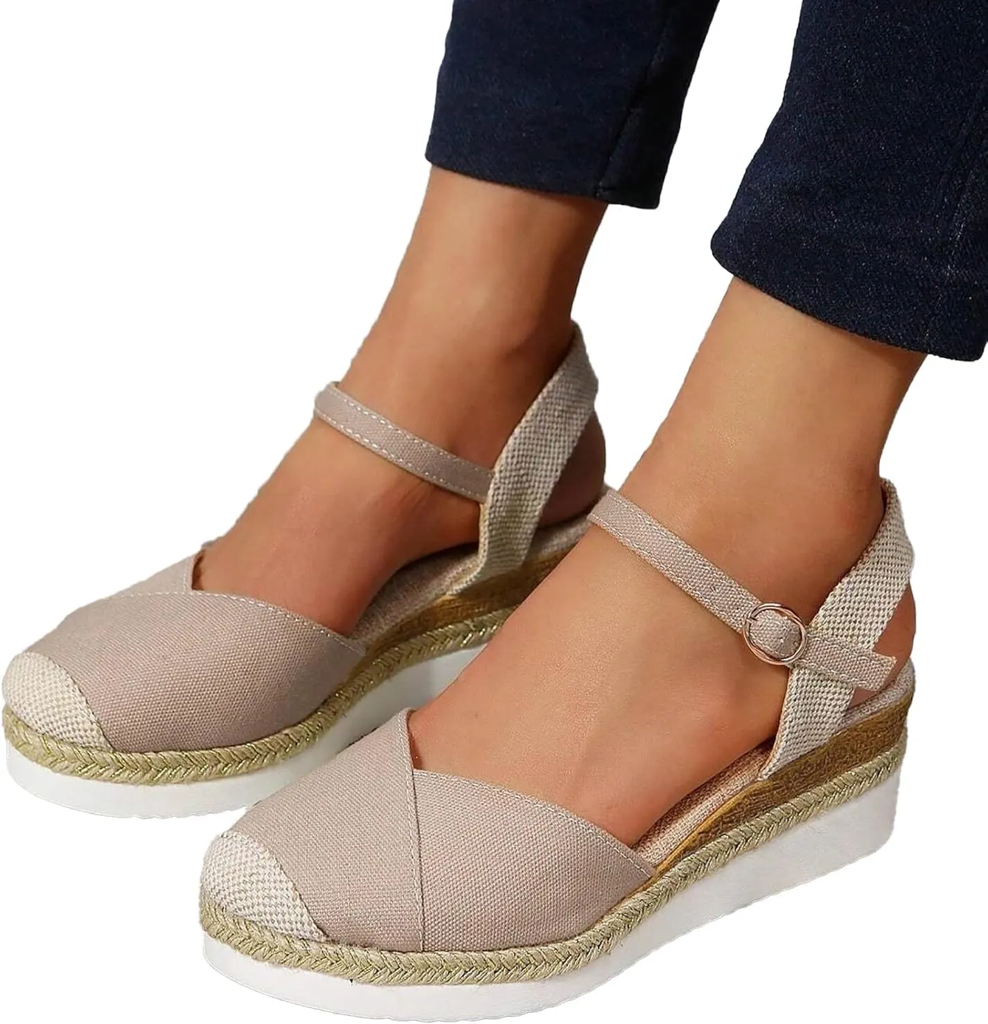 Orthopedic Wedge Sandals for Women Open-Toe Strap Platform Espadrille Ankle Strap Sandals Casual Summer Beach Sandals Comfortable Dressy Outdoor Shoes