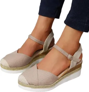 Orthopedic Wedge Sandals for Women Open-Toe Strap Platform Espadrille Ankle Strap Sandals Casual Summer Beach Sandals Comfortable Dressy Outdoor Shoes
