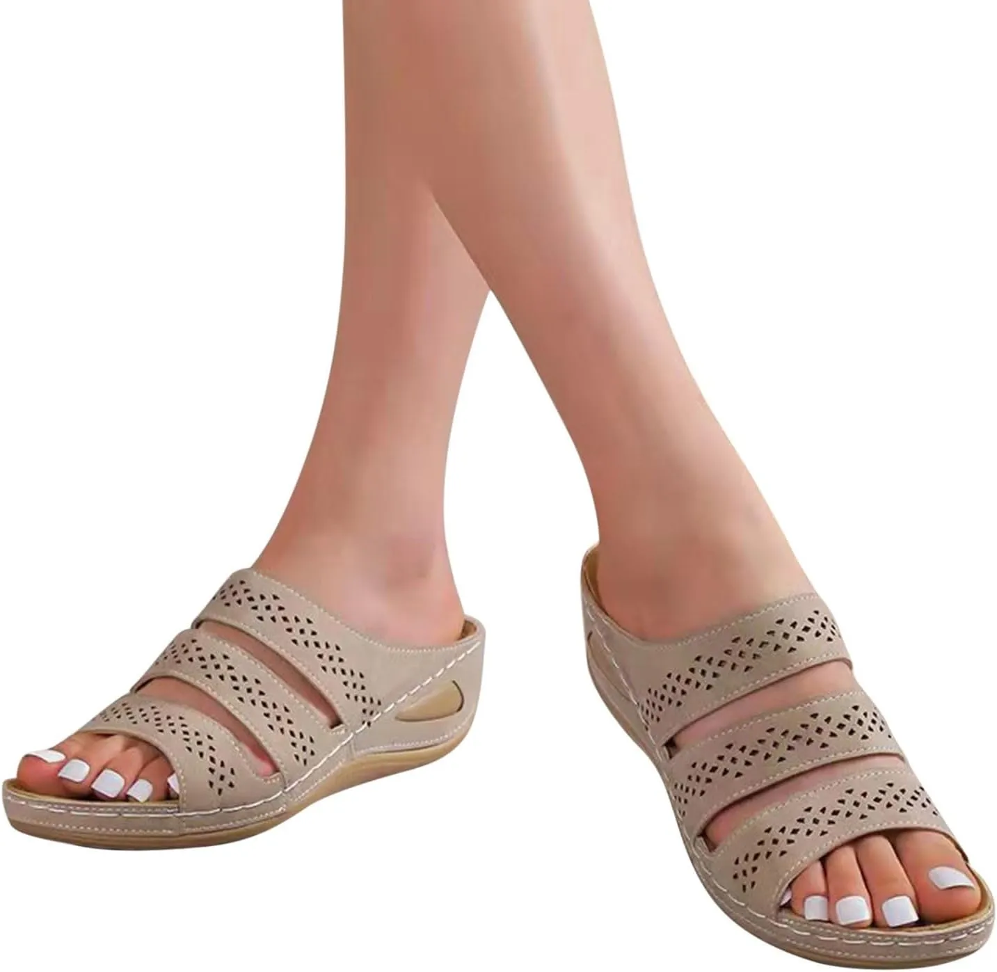 Orthopedic Wedge Sandals for Women Summer Dressy,2025 Open Toe Hollow Out Fish Mouth Fashion Casual Slip On Slippers Beach Walking Comfortable Outdoor Shoes with Arch Support