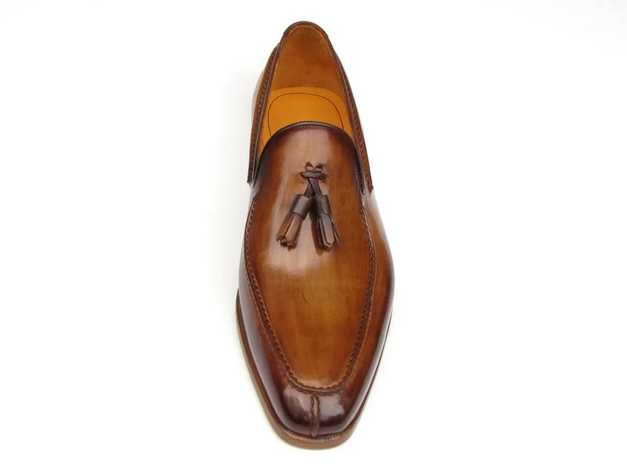 Paul Parkman Men's Tassel Loafer Camel & Brown Hand-Painted Shoes (Id#083)