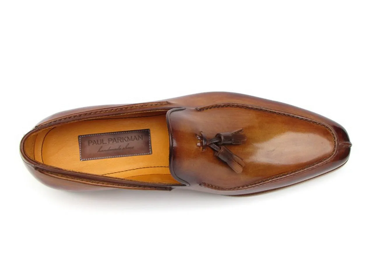 Paul Parkman Men's Tassel Loafer Camel & Brown Hand-Painted Shoes (Id#083)