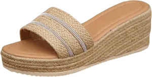 Platform Sandals Women Platform Espadrille Sandals Wedges Slip on Mules Slippers Summer Beach Heels Shoes