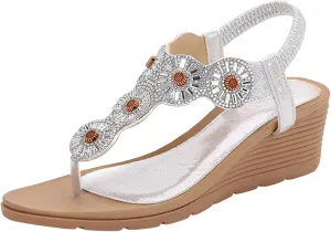 Platform Sandals Women Roman Style Cross Strap Cork Wedge Espadrille Slides Lightweight Summer Walking Shoes for Beach Orthopedic Sandal Beach Dressy Flip Flops for Wide Toe 2025 Spring