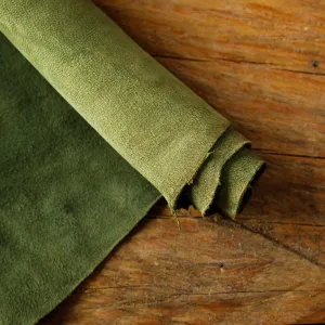 Premium Olive Green Goat Suede Leather