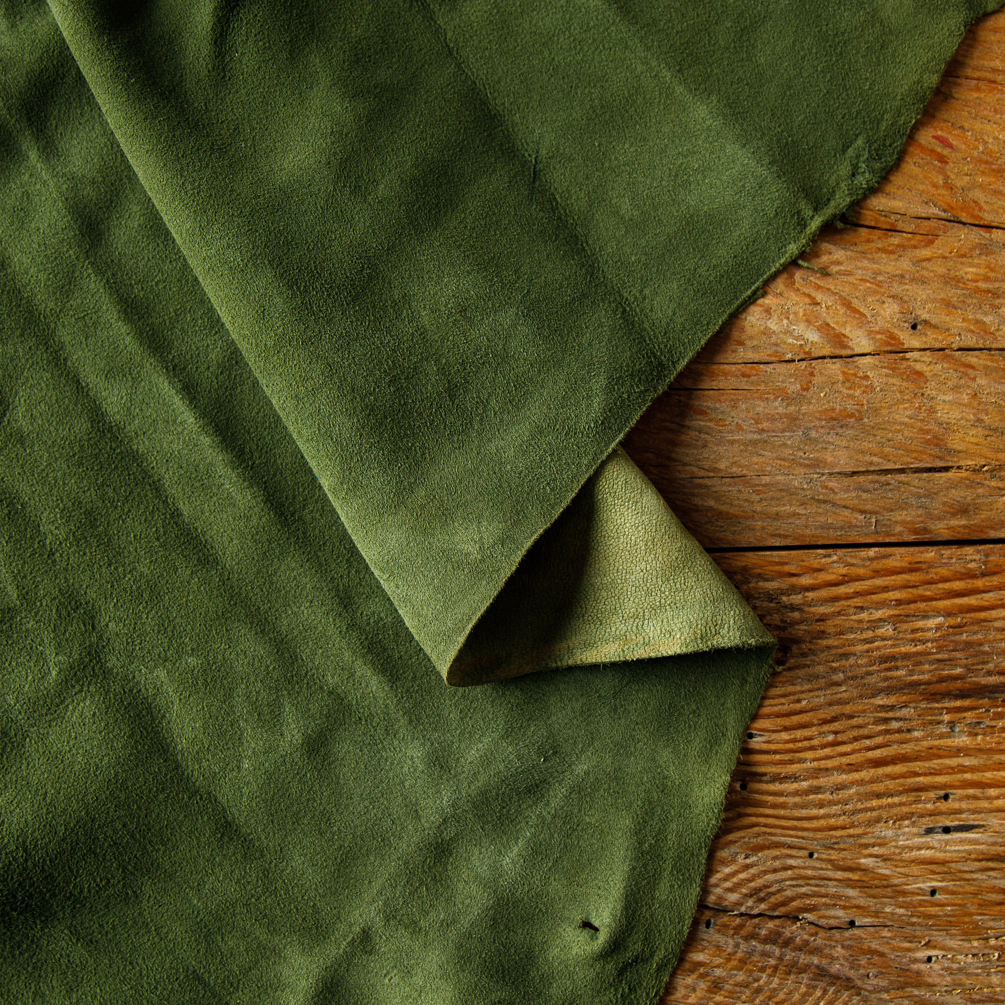 Premium Olive Green Goat Suede Leather
