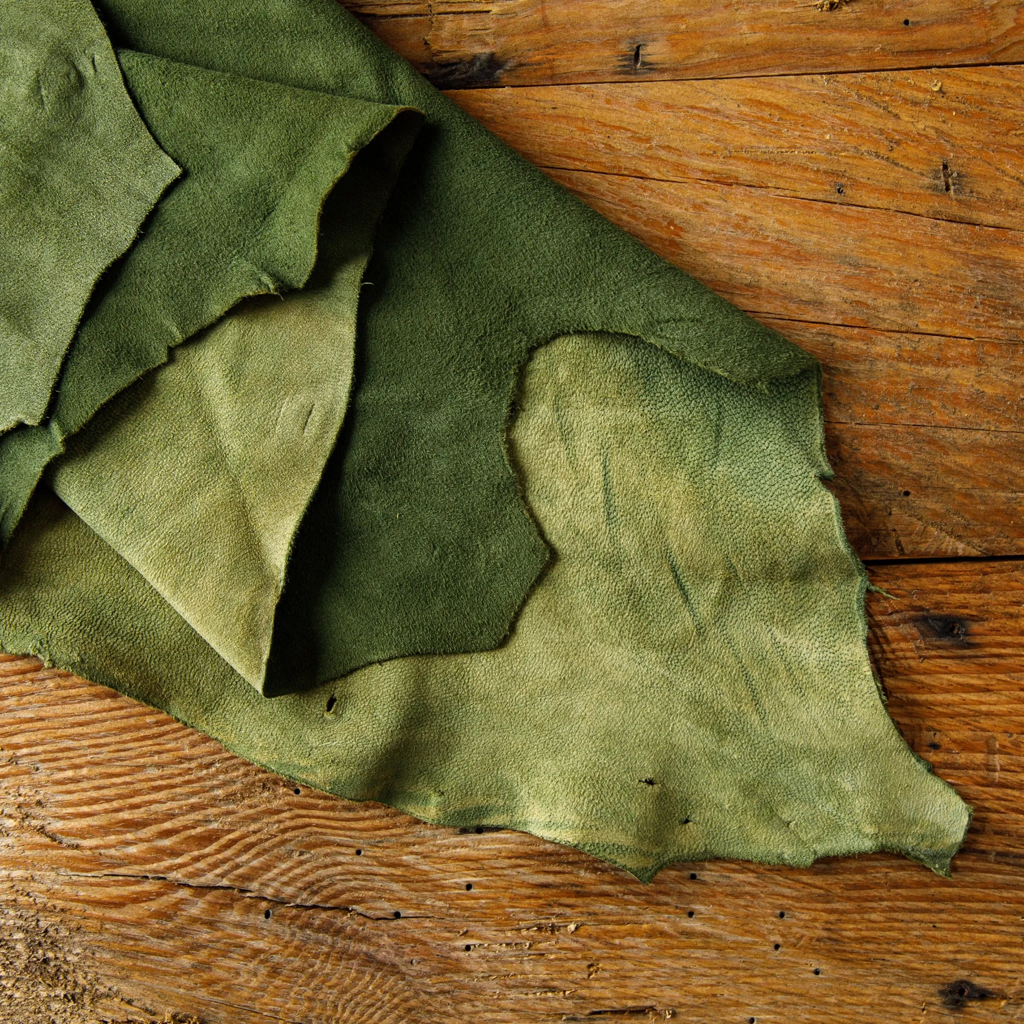 Premium Olive Green Goat Suede Leather