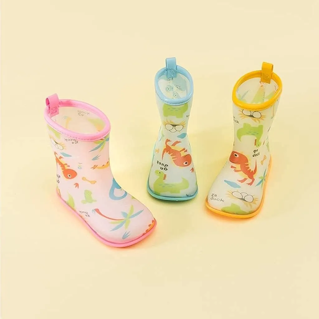 rain Boots Fashion Printed Waterproof Boots Light Rain Boots for Girls and Boys Toddlers Antiskid rain Boots (Color : Pink Size : 18cm)